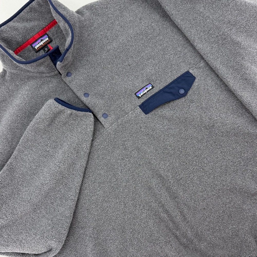Patagonia Synchilla Snap-T Pullover Mens XL Gray Navy Fleece Excellent